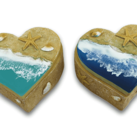 Doosje als hartvorm groen en blauw