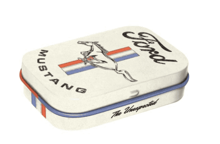 Ford mustang mint box wit en blauw stripes logo