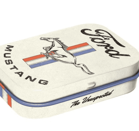 Ford mustang mint box wit en blauw stripes logo