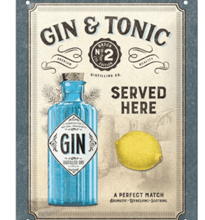 Gin tonic bord sign 15 x 20