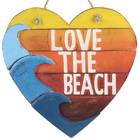 Hart hout regenboog love the beach 30 cm
