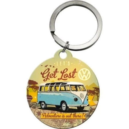 Key Chain Round VW Bulli Lets Get Lost