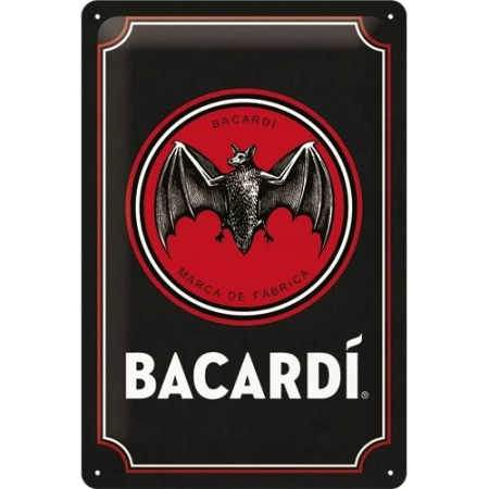 Tin Sign 20 x 30 Bacardi Logo Black