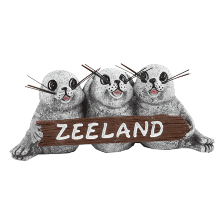 Vrolijke zeehonden bordje beeldje Zeeland
