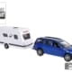 Kids Globe V70 met Dethleffs caravan die cast pb 30cm 6 caravan achter auto