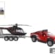 terreinwagen met helikopter