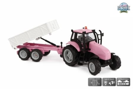 tractor met aanhanger roze