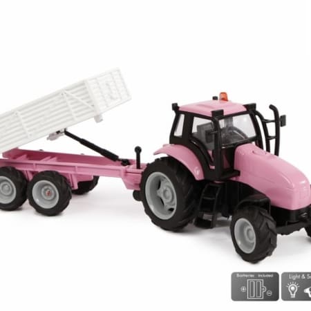 tractor met aanhanger roze