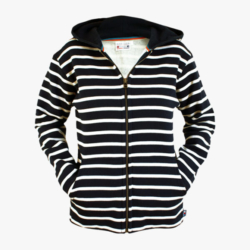 Breton stripe vest met capuchon recht blauw wit